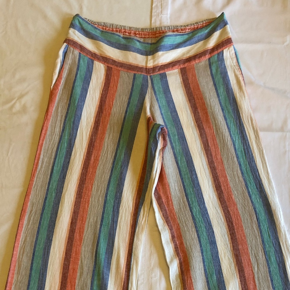 Wide Leg Striped Pants Orange Green Blue C'est Ca New York